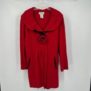 Mandal Bay Womens Romantic Wool Blend Coat Size 2X Red Cottage Noir Vintage